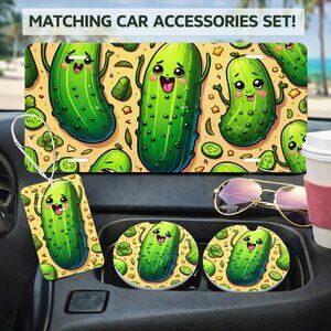 Pickle Car Tag Car Freshie Car Coasters Gift Set Bundle